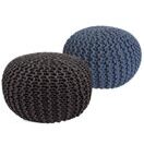 Pouf Grobstrick Optik 55 x 37 cm grau & blau - 2er Set