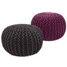 Pouf Grobstrick Optik 55 x 37 cm grau & violett - 2er Set