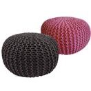 Pouf Grobstrick Optik 55 x 37 cm grau & pink - 2er Set