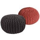 Pouf Grobstrick Optik 55 x 37 cm grau & terracotta - 2er Set