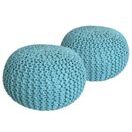 Pouf Grobstrick Optik 55 cm x 37 cm mint & mint - 2er Set