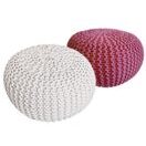 Pouf Grobstrick Optik 55 x 37 cm weiss & pink - 2er Set