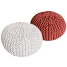 Pouf Grobstrick Optik 55 x 37 cm weiss & terracotta - 2er Set