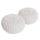 Pouf Grobstrick Optik 55 x 37 cm weiss & weiss - 2er Set