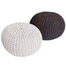 Pouf Grobstrick Optik Durchmesser 55 x 37 cm weiss & zimt - 2er Set