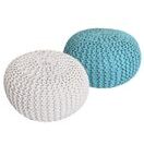 Pouf Grobstrick Optik 55 x 37 cm weiss & mint - 2er Set