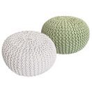 Pouf Grobstrick Optik 55 x 37 cm weiss & neon - 2er Set