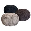 Pouf 55 cm Strick Grobstrick-Optik anthrazit & braun & beige - 3er Set