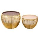 Couchtisch rund Glamira gold purple und rose - 2er Set