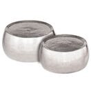 Couchtisch Dakar rund silber Aluminium gehämmert - 2er Set