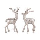 Deko Hirsch Metall Weihnachtsdeko silber Aluminium - 2er Set