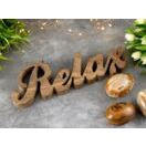 Schriftzug Holzfigur Relax B28x9cm Dekoschrift Mangoholz massiv