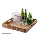 Serviertablett Holztablett 40x40cm Tablett Holz Serviertablett Deko Tablett quadratisch aus Mangohol