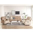 Sofa Set Samtstoff beige 6-Sitzer LED-Beleuchtung USB-Port elektrisch verstellbar BERGEN