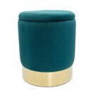 Samthocker Velour Hocker mit Stauraum 31 x 38 cm smaragd