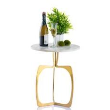 Beistelltisch Metall rund ø 45 x 56 cm Dekotisch Marmor Sohoo Gestell silber oder gold