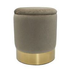 Samthocker Velour Hocker mit Stauraum 31 x 38 cm taupe