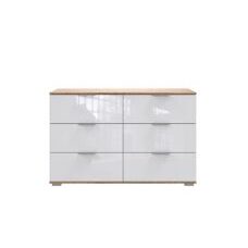 Sideboard EASY PLUS C Plankeneiche-Glas Weiss