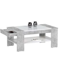 Couchtisch FINLEY PLUS Beton-Optik Wohnzimmer grau 4 - Fuss weiss