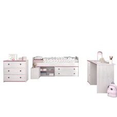 Kinderzimmer 4-teilig SMOOZY 37b Kiefer weiss-Pink