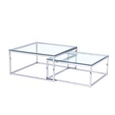 Couchtische 2er-Set C89A transparent-verchromt