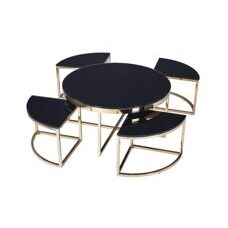 Couchtische 5er-Set C90G Schwarz-vergoldet