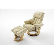 Relax-Sessel mit Hocker CALGARY creme - natur