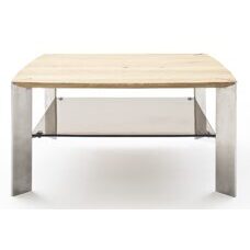 Couchtisch NELIA 80 Massivholz Eiche 80 cm braun Holzstruktur quadratisch 71cm - 80cm