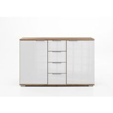 Sideboard EASY PLUS C Plankeneiche-Glas Weiss