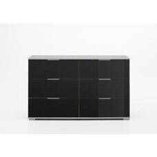 Sideboard EASY PLUS C Weiss-Glas schwarz