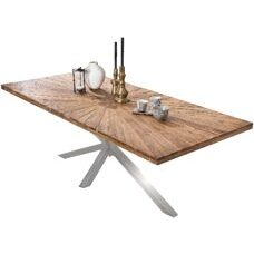 Esstisch TOPS & TABLES Teakholz massiv-Eisen antiksilber