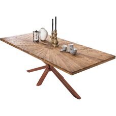 Esstisch TOPS & TABLES Teakholz massiv-Eisen antikbraun