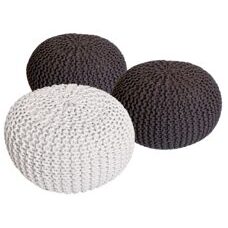 Pouf 55 cm Grobstrick Optik braun & braun & weiss - 3er Set