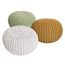 Pouf 55 cm Strick Grobstrick-Optik neon & gelb & weiss - 3er Set