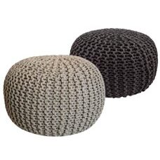 Pouf Grobstrick Optik 55 x 37 cm beige & grau - 2er Set