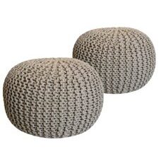 Pouf Grobstrick Optik 55 cm x 37 cm beige & beige - 2er Set