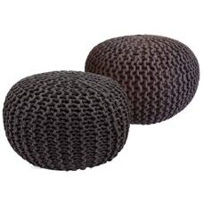 Pouf Grobstrick Optik 55 x 37 cm grau & zimt - 2er Set