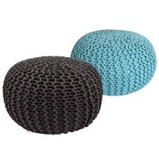 Pouf Grobstrick Optik 55 x 37 cm grau & mint - 2er Set