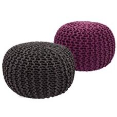 Pouf Grobstrick Optik 55 x 37 cm grau & violett - 2er Set