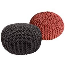 Pouf Grobstrick Optik 55 x 37 cm grau & terracotta - 2er Set