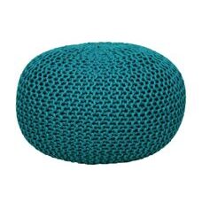 Pouf Premium Strickhocker 55 cm türkis - navigate