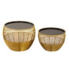 Couchtisch rund Glamira gold und schwarz - 2er Set