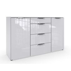 Sideboard ROSARIO Glas Weiss-Weiss