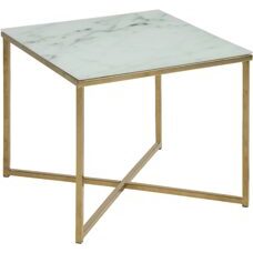 Beistelltisch ALISMA Glas-Metall goldfarben gelb & gold Beistelltisch Wohnzimmer Metall quadratisch 50 cm 41cm - 50cm