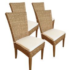 Esszimmerstühle Cardine Rattan capuccino mit Sitzkissen - 4er Set