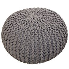 Pouf 55 cm Grobstrick Optik extrahoch 37 cm hellgrau