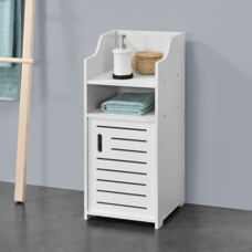 Badezimmerschrank Skara 72x32x32 cm Weiss Midischrank WPC Badkommode mit Ablage und Tür Badregal