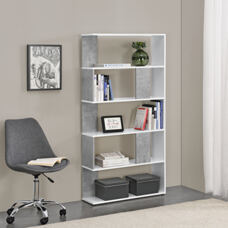 Bücherregal Aneby 159x80x24cm mit 5 Ablageflächen Weiss / Betonoptik