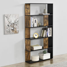 Bücherregal Aneby 159x80x24cm mit 5 Ablageflächen Schwarz / Holz Dunkel