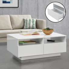 Couchtisch Svalöv 35x90x56 cm mit 4 Schubladen 2 Ablagen Weiss